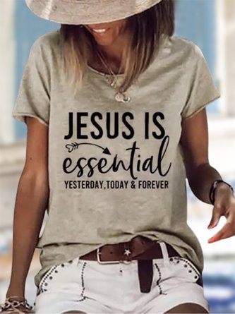 Jesus Is Essential Short Sleeve Crew Neck Plus Size Casual Tops