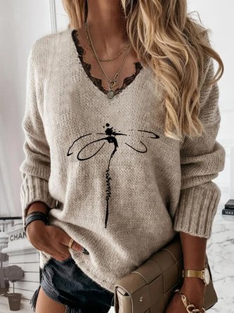 Jersey Loose Dragonfly Tunic Sweater Knit Jumper