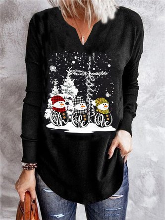 Casual Jersey Christmas Snowman Tunic T-Shirt