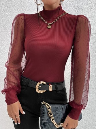 Regular Fit Party Stand Collar Lace Top
