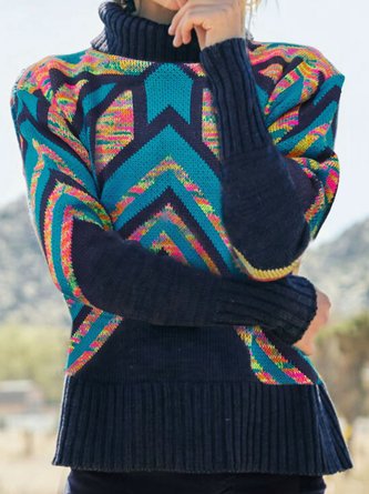 Ethnic Loose Knitted Tunic Sweater Knit Jumper