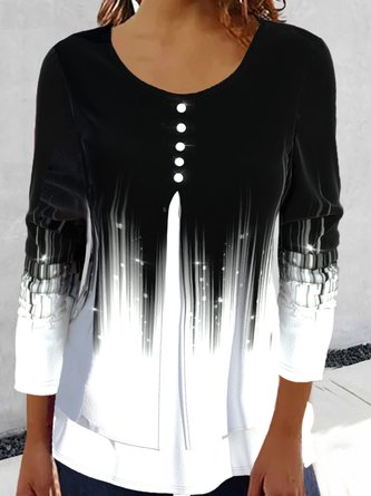 Crew Neck Party Gradient Pattern tunic T-Shirt