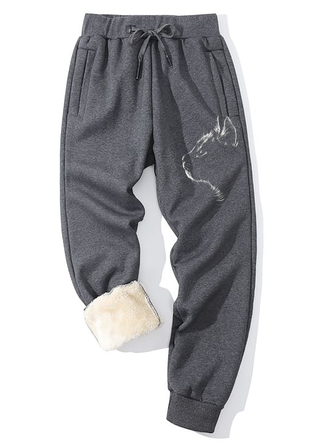 Casual Cat Printed Fleece Sweatpants