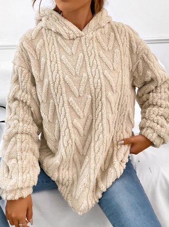 Fluff/Granular Fleece Fabric Casual Long sleeve Plain Sweatshirt