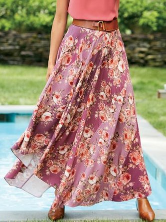 Loose Floral Vacation Skirt