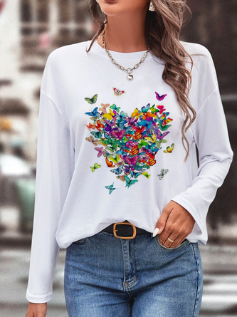 Butterfly Printed Casual T-Shirt