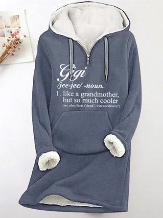 Gigi Like A Grandmother But So Much Cooler Letters Long Sleeve Hoodie Zipper Casual Tunic Fleece Sweatshirt