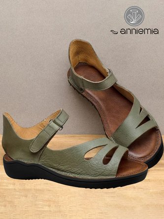 Cutout Design Vintage Velcro Sandals