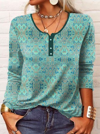 Jersey Casual Buckle Ethnic Shirt