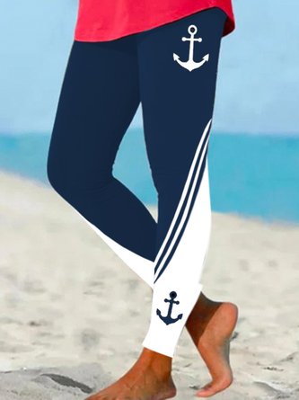 Casual Anchor Printed Cropped Legging