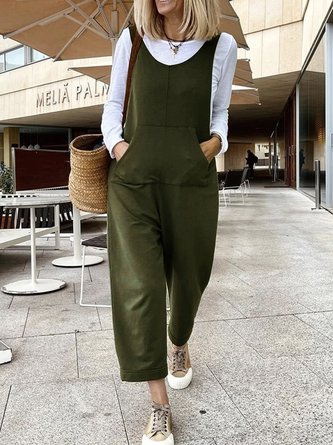 Sleeveless Baggy Jumpsuit Overall With Pockets