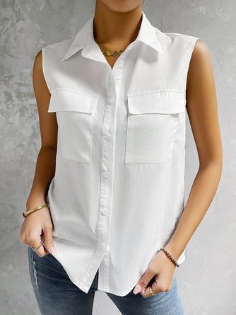 Casual Buttoned Shirt Collar Loose Blouse
