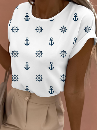Anchor Crew Neck Casual Shirt