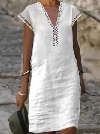 Casual Lace Loose V Neck Dress