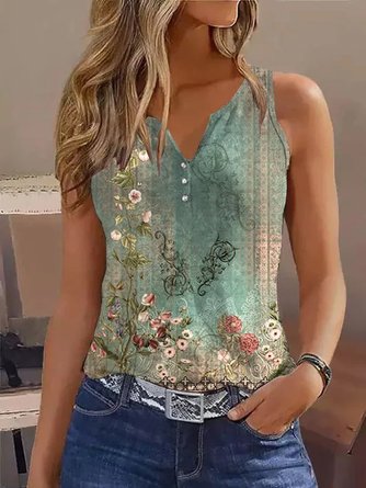 Casual Printing Others Floral Tank Top