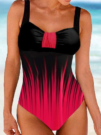 Casual Abstract Printing Scoop Neck One-Piece Swimsuit