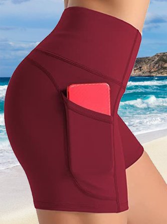 Casual Plain Pocket Stitching Bikini Bottom