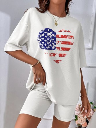 Loose America Flag Casual tunic Shirt