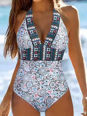 Printing Ethnic Vacation One-Piece