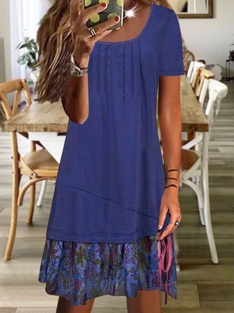 Floral Printed Casual Split Joint Loose Dress