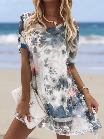 Vacation Loose Floral Lace Dress