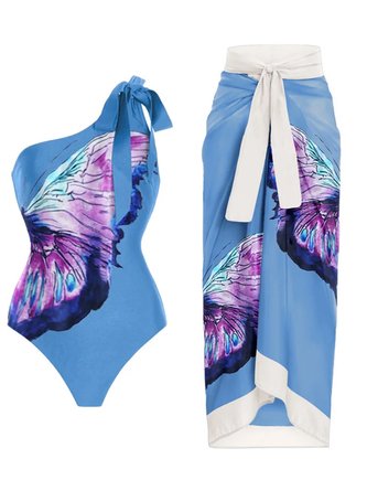 Vacation Animal Printing One Piece With Cover Up