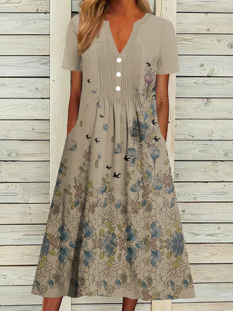 Jersey Floral Casual Dress