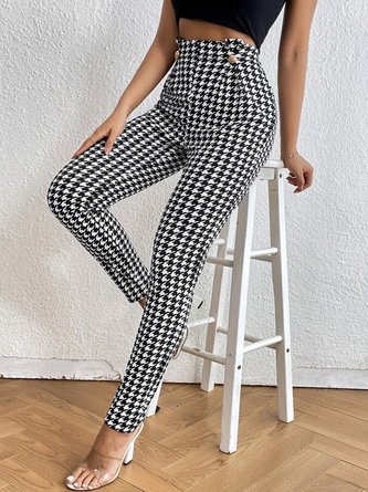 Tight Casual Houndstooth Leggings