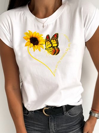 Butterfly Crew Neck Casual T-Shirt