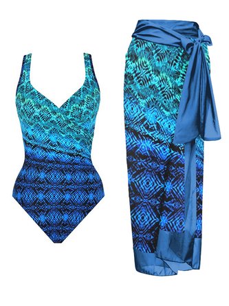 Vacation Abstract Printing One Piece With Cover Up