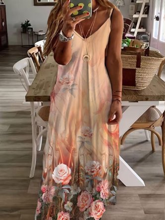 Plus Size Loose Knitted Floral Vacation Dress
