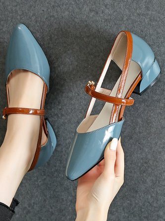 Fashion Party Pointed Toe Chunky Heel Shallow Shoes