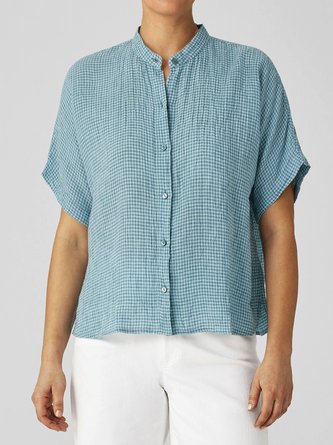 Shirt Collar Buttoned Casual Cotton Blouse