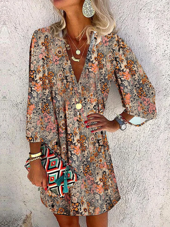 Loose Casual Jersey Floral Dress