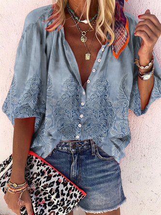 Loose Vacation Ethnic Blouse