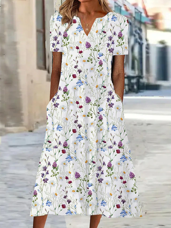 Casual Floral Dress With No