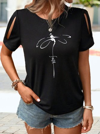 Dragonfly Jersey Crew Neck Casual T-Shirt