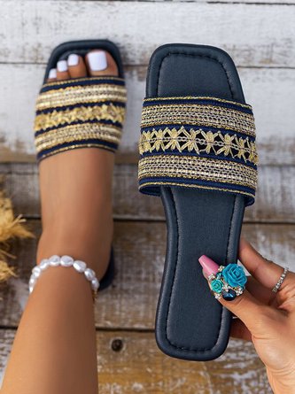 Bohemian Ethnic Embroidered Pattern Beach Sandals