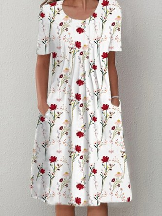 Casual Crew Neck Floral Dress