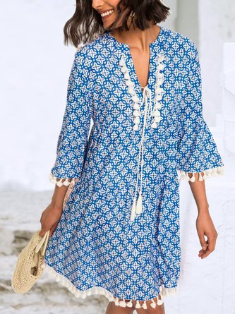 Tassel Loose Vacation Dress With No