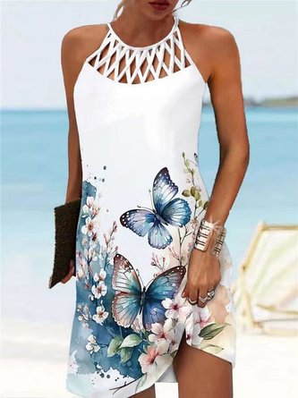 Vacation Cross Neck Cut-Outs Dress With No