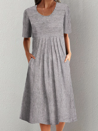 Casual Crew Neck Loose Dress With No