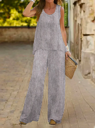 Casual Striped Loose Two-Piece Set