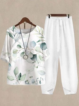 Leaves Casual Buckle Loose Two-Piece Set