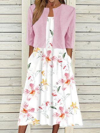 Casual Floral Loose Half Sleeve Two-Piece Set