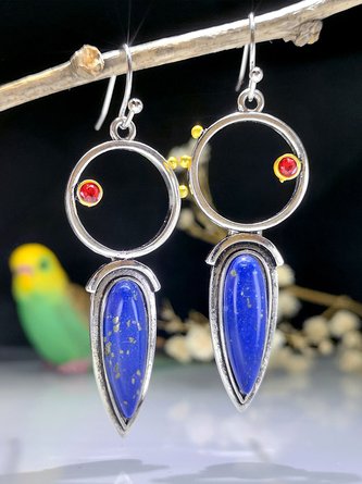 2023 new cross-border best-selling literature and art retro style geometric lapis lazuli earrings bohemian style water drop earrings