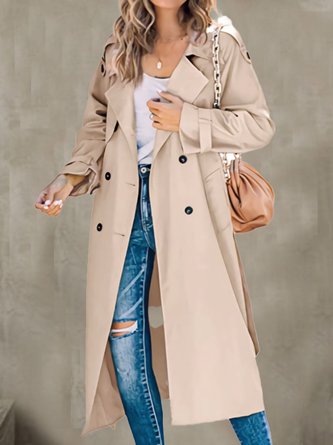 Urban Plain Trench Coat With No