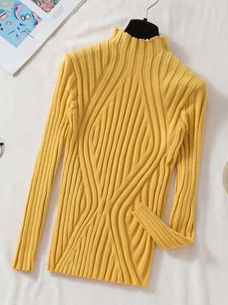 Women Wool/Knitting Plain Long Sleeve Comfy Casual Woven Sweater
