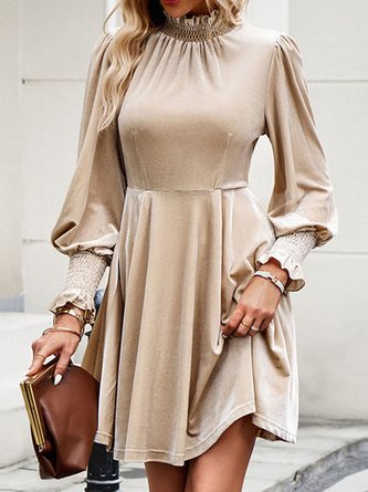 Women Plain Long Sleeve Comfy Casual Midi Dress