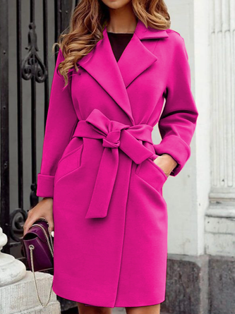 Shawl Collar Long Sleeve Plain Regular Micro-Elasticity Regular Fit Coat For Women